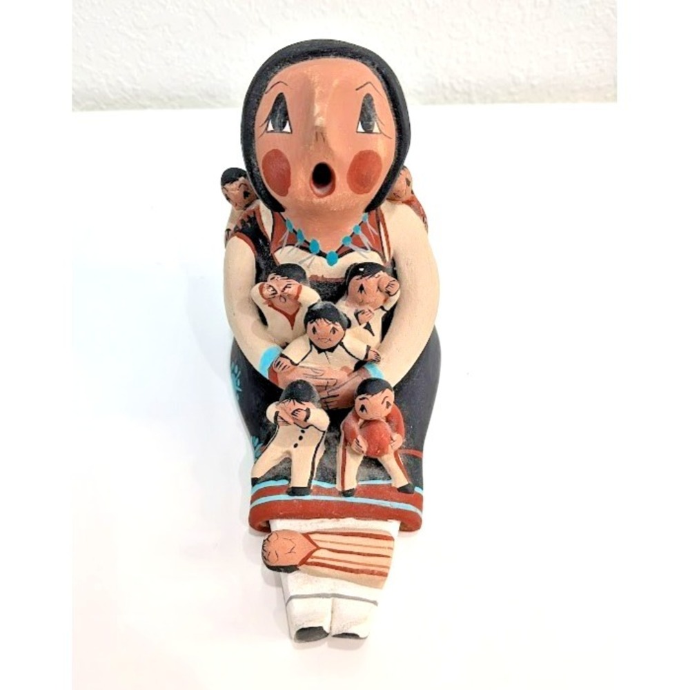 Jemez Pueblo Pottery D. Lucero  8 Child Storyteller Native American Hand Painted